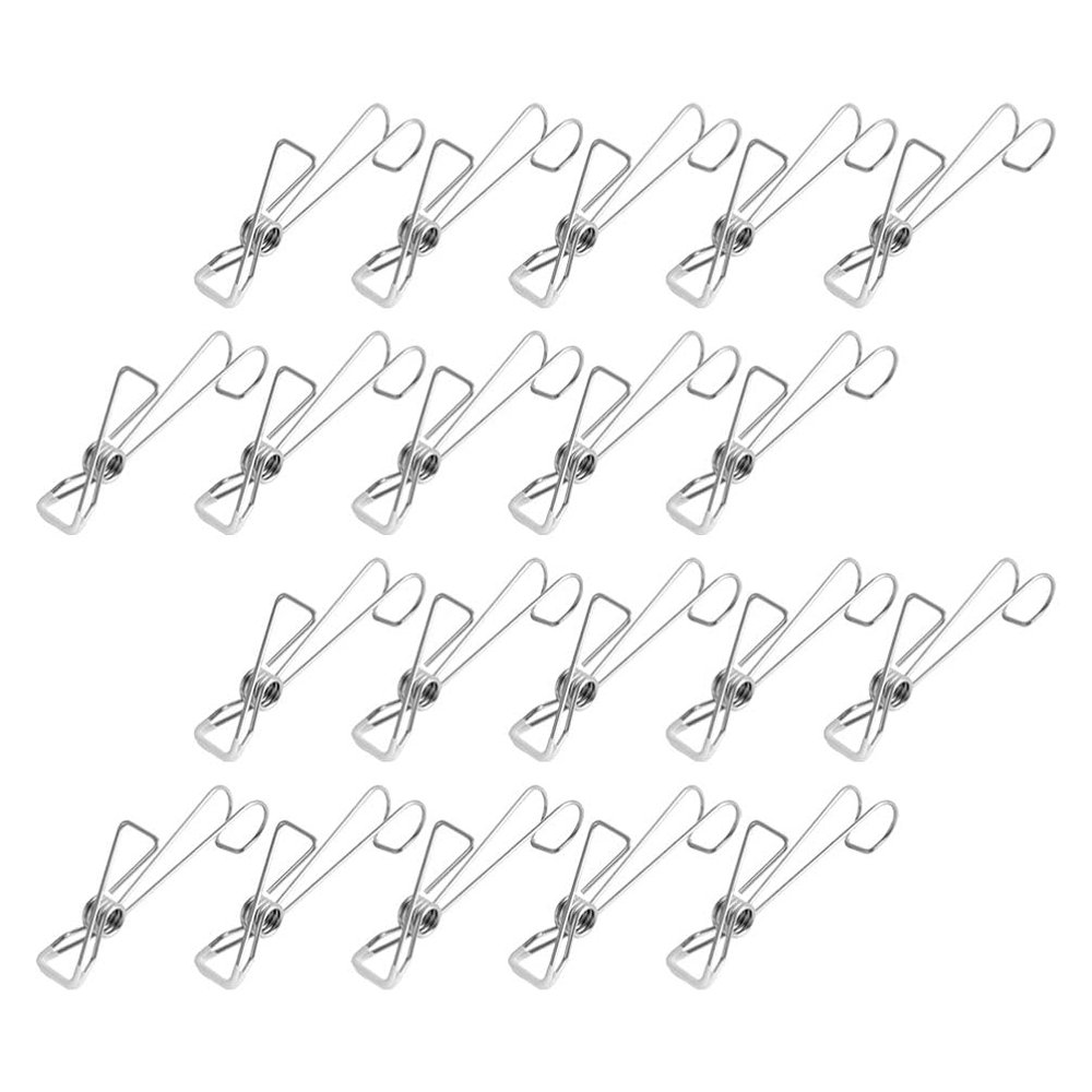 25pcs Non-Skid Stainless Steel Clothes Clips for Socks and Laundry Household Hangers for Drying Socks Balcony Bedroom and Bathroom Pack