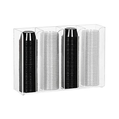Dispense-Rite CTCO-4CL Countertop or Wall Mount Portion Cup and Lid Organizer, Clear Acrylic