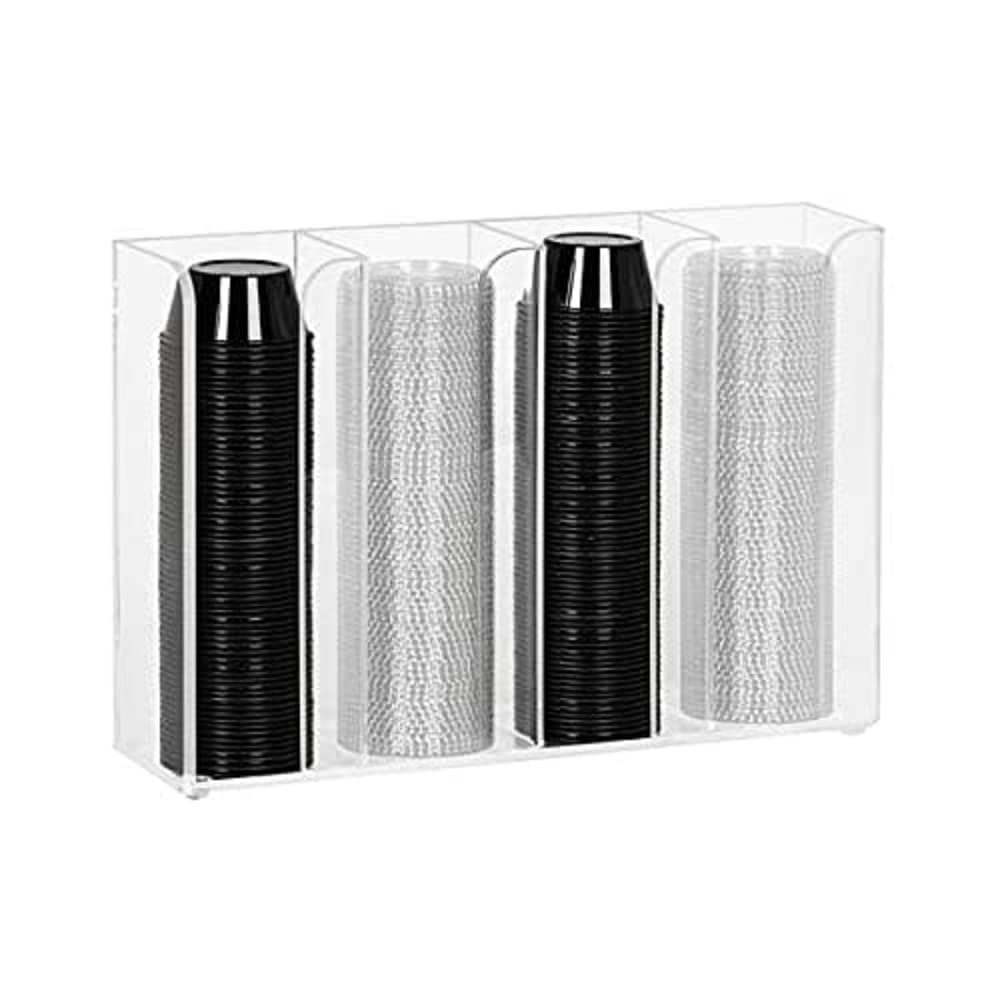Dispense-Rite CTCO-4CL Countertop or Wall Mount Portion Cup and Lid Organizer, Clear Acrylic