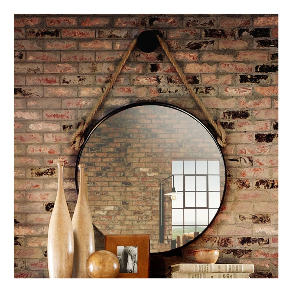 Albett Round Wall Mirror,Bronze Mirror,Vanity Mirror with Twine,Metal Frame Decorative Mirror for Wall,Bedroom,Bathroom,Living Room,Entryway,Locker Room