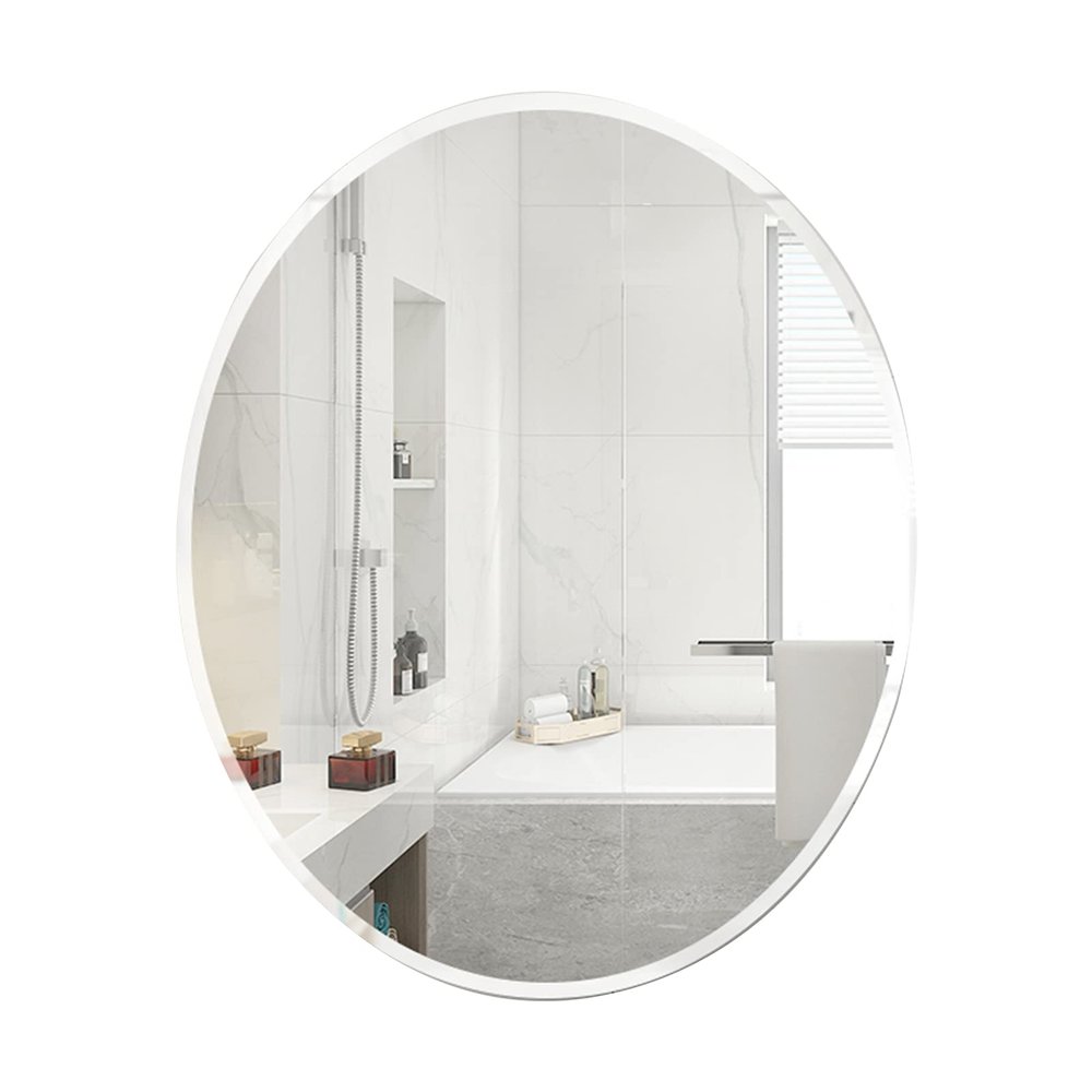 Albett Oval Beveled Polished Frameless Wall Mirror for Bathroom, Vanity, Bedroom