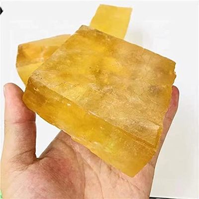 1pc 200g-250g Natural Gemstone Raw Stone Yellow Calcite Crystal Iceland for Mineral Specimen
