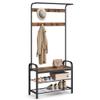VASAGLE Coat Rack, Hall Tree with Shoe Bench for Entryway, Entryway Bench with Coat Rack, 4-in-1, with 9 Removable Hooks, a Hanging Rod, 13.3 x 33.1 x 72.1 Inches, Rustic Brown and Black UHSR400B01 view 1