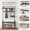 VASAGLE Coat Rack, Hall Tree with Shoe Bench for Entryway, Entryway Bench with Coat Rack, 4-in-1, with 9 Removable Hooks, a Hanging Rod, 13.3 x 33.1 x 72.1 Inches, Rustic Brown and Black UHSR400B01 view 3