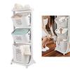 3 Tier Rolling Laundry Basket Cart with Wheels,Multipurpose Bathroom Laundry Rolling Laundry Sorter Hamper Storage Shelf Bin Removable Storage Basket with Handle for Bathroom Kitchen Laundry Room view 1