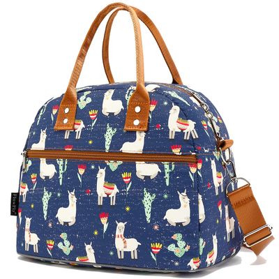 FlowFly Insulated Lunch Bag With Shoulder Strap for Women, Men, and Kids, Large and Reusable, Handle, Freezable Work and School Travel Tote and Meal Prep Organizer,Alpaca