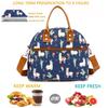 FlowFly Insulated Lunch Bag With Shoulder Strap for Women, Men, and Kids, Large and Reusable, Handle, Freezable Work and School Travel Tote and Meal Prep Organizer,Alpaca view 2