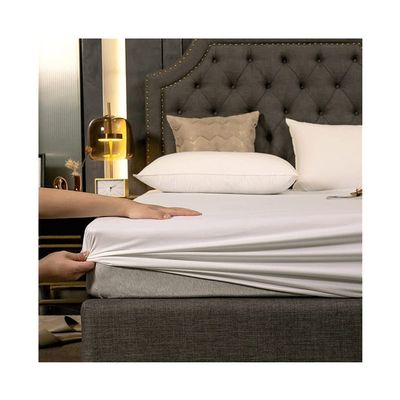MZP Twin Waterproof Mattress Protector Cover Breathable Soft Silk Fabric is Soft and Smooth Premium Mattress Protector 25cm deep Fitted Sheets Mattress Cover (Color : White, Size : 150cmx190cm)