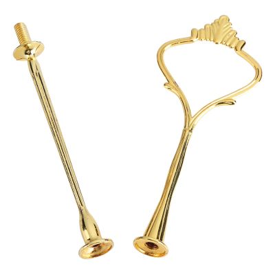 Aqur2020 Cake Plate Stand Handle Multi-Tiers Cake Cupcake Tray Stand Fruit Plate Hardware Fitting Holder Zinc Alloy For Birthday Parties Anniversaries (Gold)(Two layers of gold)