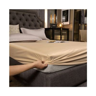 MZP Twin Waterproof Mattress Protector Cover Breathable Soft Silk Fabric is Soft and Smooth Premium Mattress Protector 25cm deep Fitted Sheets Mattress Cover (Color : Camel, Size : 100cmx200cm)