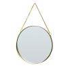 Albett Glod Round Wall Mirror, Metal Frame Bathroom Mirror with Base, Circle Wall Mounted Mirror for Dressing Table, Bathroom, Desk view 1