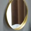 Albett Glod Round Wall Mirror, Metal Frame Bathroom Mirror with Base, Circle Wall Mounted Mirror for Dressing Table, Bathroom, Desk view 3