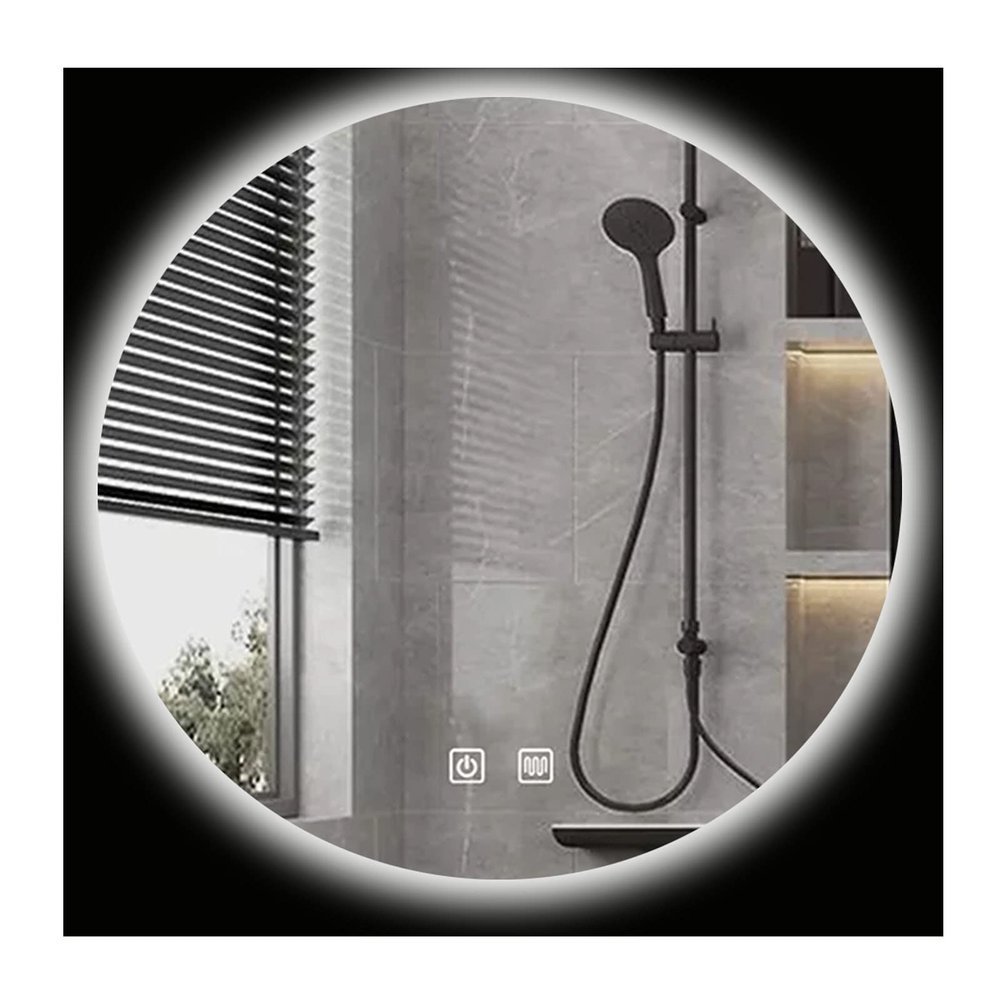 Albett Beauty Makeup LED Mirror Round Anti Fog Mirror Bathroom Cool White LED Light Wall Mounted Hanging Vanity Bath Smart Mirror