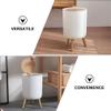 Cabilock 1pc Pop-lid Trash Can with High Feet Design Practical Kitchen Ash-bin for Household Use Elegant Grain Appearance Keeps Garbage Bags Hidden and Room Tidy view 4