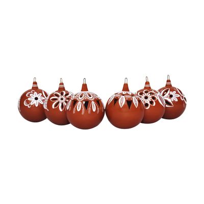 Set Of Six Christmas Spheres Made Of Flag Clay