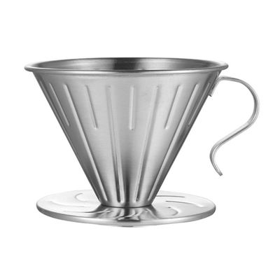 Coffee Filter Cup, Hosuho 14 * 10 * 8.5 cm Stainless Steel Coffee Filter, Silver Reusable Coffee Dripper Coffee Filter Holder for Coffee Brewing and Tea Brewing
