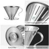 Coffee Filter Cup, Hosuho 14 * 10 * 8.5 cm Stainless Steel Coffee Filter, Silver Reusable Coffee Dripper Coffee Filter Holder for Coffee Brewing and Tea Brewing view 3