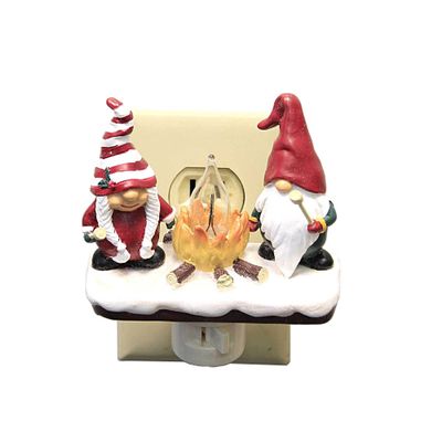 Roman 134191 Gnome Campfire Night Light, Flicker Bulb, Swivel Plug-in, 5.25-inch Height, Resin and Plastic