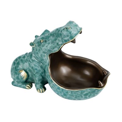 KHUY Decorative Trays for Coffee Table, Nordic Entrance Key Tray Entryway, Jewelry Dish Tray Key Remote Control Simple Animal Hippo Storage Box Office Resin Decoration Decor (Color : A)