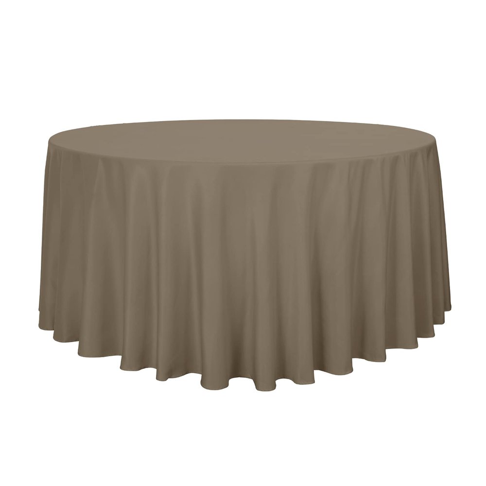 sancua Round Tablecloth - 120 Inch - Water Resistant Spill Proof Washable Polyester Table Cloth Decorative Fabric Table Cover for Dining Tables, Buffet Parties and Camping, Taupe