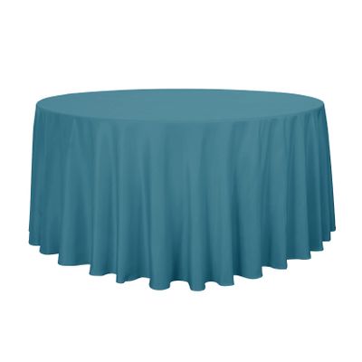 sancua Round Tablecloth - 120 Inch - Water Resistant Spill Proof Washable Polyester Table Cloth Decorative Fabric Table Cover for Dining Tables, Buffet Parties and Camping, Teal
