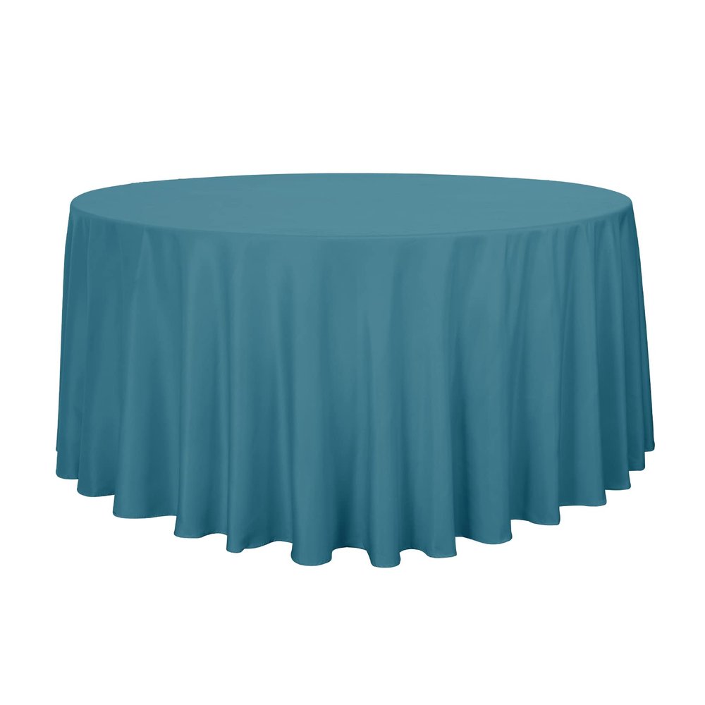 sancua Round Tablecloth - 120 Inch - Water Resistant Spill Proof Washable Polyester Table Cloth Decorative Fabric Table Cover for Dining Tables, Buffet Parties and Camping, Teal