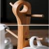 Bamboo Coffee Cup Rack Home Storage Creative Tea Mug and Saucer Display Organizer for Coffee Mugs, Tea Cups, Removable Bamboo Mug Stand with 6 Storage Hooks view 3