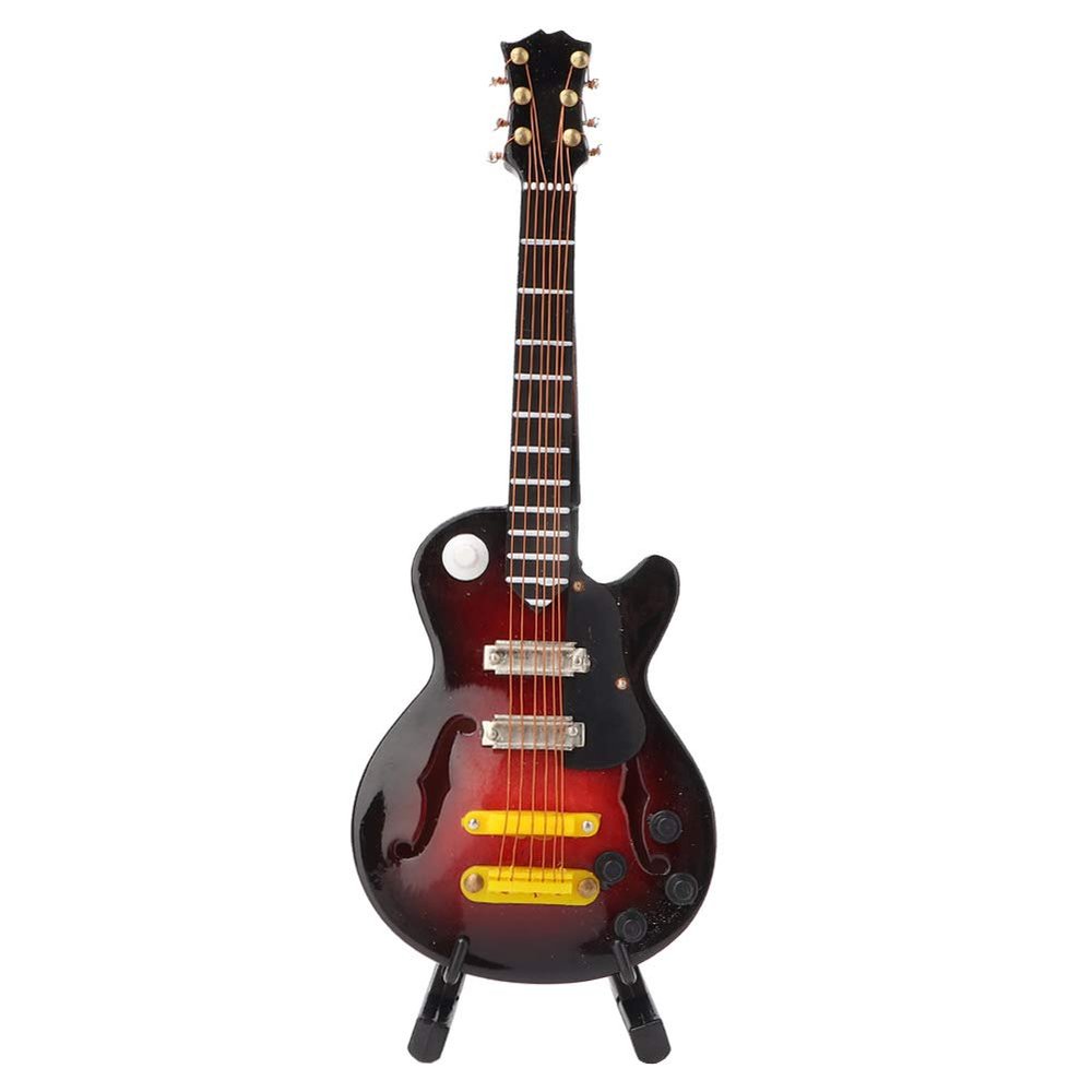 Hilitand Miniature Guitar, Wooden Guitar, Electric Instrument Model, with Stand and Gift Boxes, Classic Guitar, Dollhouse Model Home Decoration (14cm)