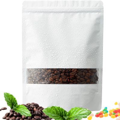 100 Pack Smell Mylar Proof Bags for Food Storage, Resealable Packaging Bags for Small Business, Stand Up Foil Pouches Reusable Heat Sealable Bags with Clear Window (White, 6.3x9.4 In)