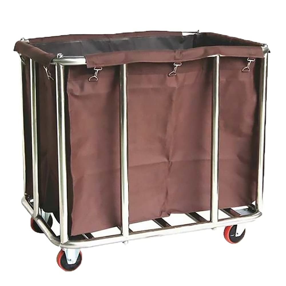 ZJMK Heavy Duty Rolling Linen Cart with 4-inch Rolling Wheels, Hotel Restaurant Laundry Hamper Sorter Basket, Laundry Cart Commercial (Size : 906582cm Brown)