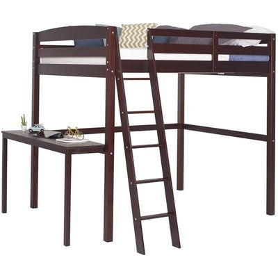 Camaflexi High Bed with Desk Loft, Twin, Cappuccino