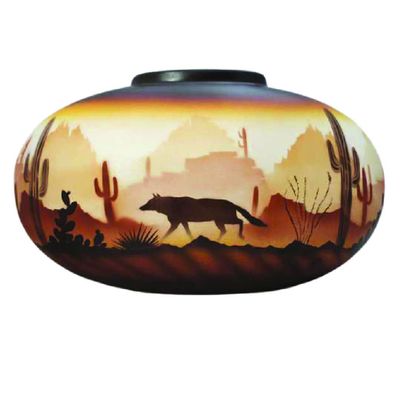 Authentic Cedar Mesa Pottery - Indian Hand Painted Brown Sonora Desert 16 1/2 x 10 1/2 Pillow Vase -(46142)