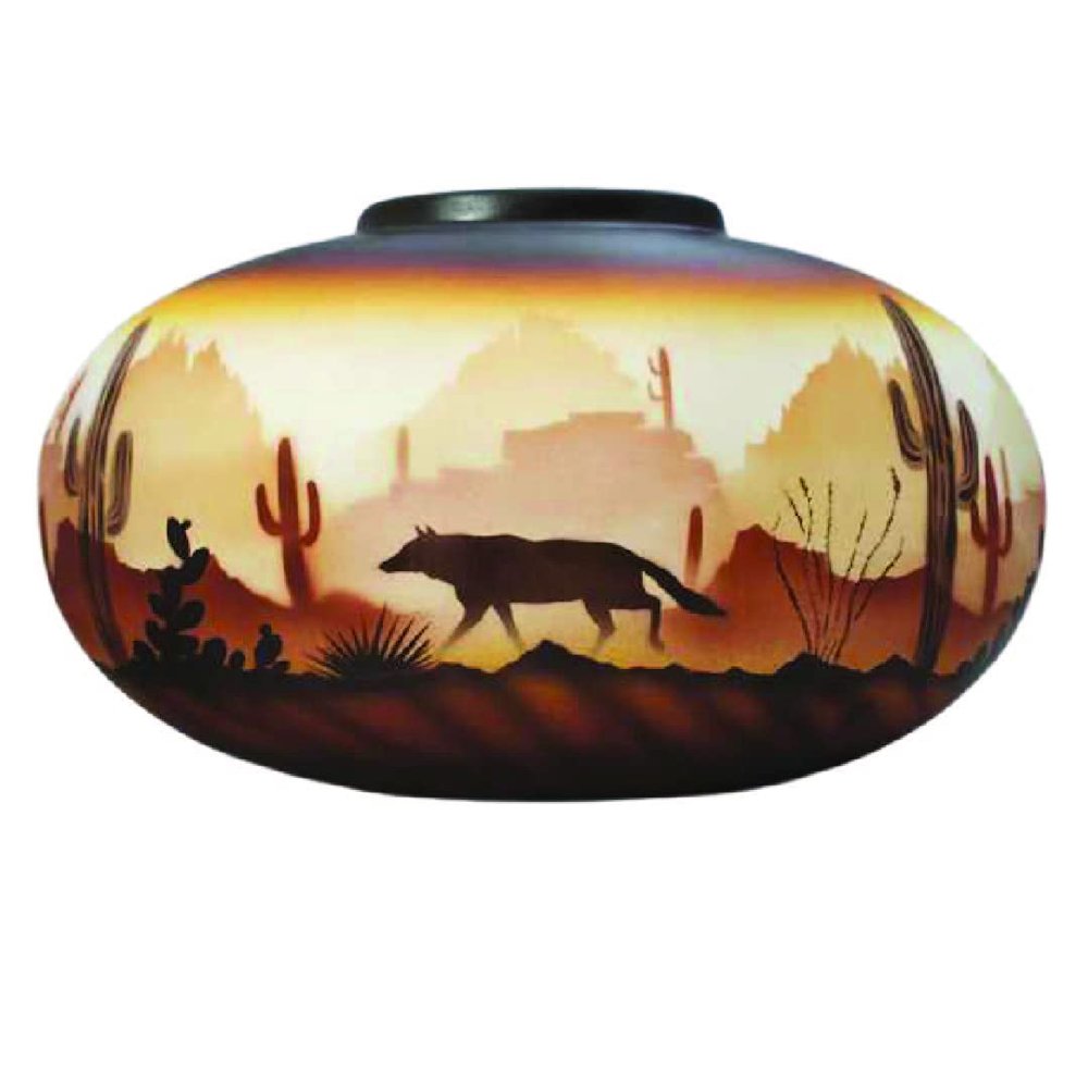 Authentic Cedar Mesa Pottery - Indian Hand Painted Brown Sonora Desert 16 1/2 x 10 1/2 Pillow Vase -(46142)