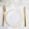 10 Pack - 6"Round Disposable Plastic Salad Dessert Plates With Gold Rim view 1