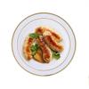 10 Pack - 6"Round Disposable Plastic Salad Dessert Plates With Gold Rim view 3