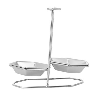 Cabilock Stainless Steel Soup Spoon Rest Holder Double Design Kitchen Utensil Rack Space-saving Stand for Spoon Easy to Clean -stain for Home Restaurant Use