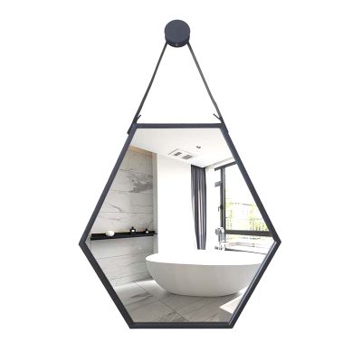 Albett Hanging Wall Mirror Hexagonal Decor Brass Frames Home Bathroom Bedroom Living Room Entryway Modern Vintage