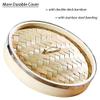 2 Tier Kitchen Bamboo Steamer with Double Steel Banding for Asian Buns Dumplings Vegetables Fish Rice view 3