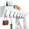 WEBI Coat Rack Wall Mount with Shelf,35" Long White Shelf with Hooks Underneath,7 Triple Hooks,Key Rack for Wall,Entryway Shelves for Wall view 1