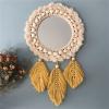 Albett Macrame Feather Wall Mirrors, Decor Mirror, Creative Makeup Mirrors Bath Room Tapestry, Mirror Wall Hanging of Bedroom view 2