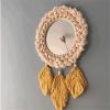 Albett Macrame Feather Wall Mirrors, Decor Mirror, Creative Makeup Mirrors Bath Room Tapestry, Mirror Wall Hanging of Bedroom view 4