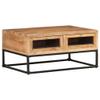 vidaXL Coffee Table, End Table with Steel Base, Side Table with 2 Drawers for Living Room Bedroom, Industrial, Solid Wood Acacia 35,4 Inch view 1