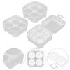Hemoton Stackable 4-Compartment Egg Storage Container with Protective Lid Compact Plastic Egg Holder Organizer for Refrigerator Kitchen Storage 3.77X3.77X2.44In view 3