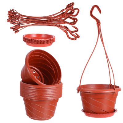 Happyyami Plastic Hanging Garden Planter 10 Sets Red for Flowers