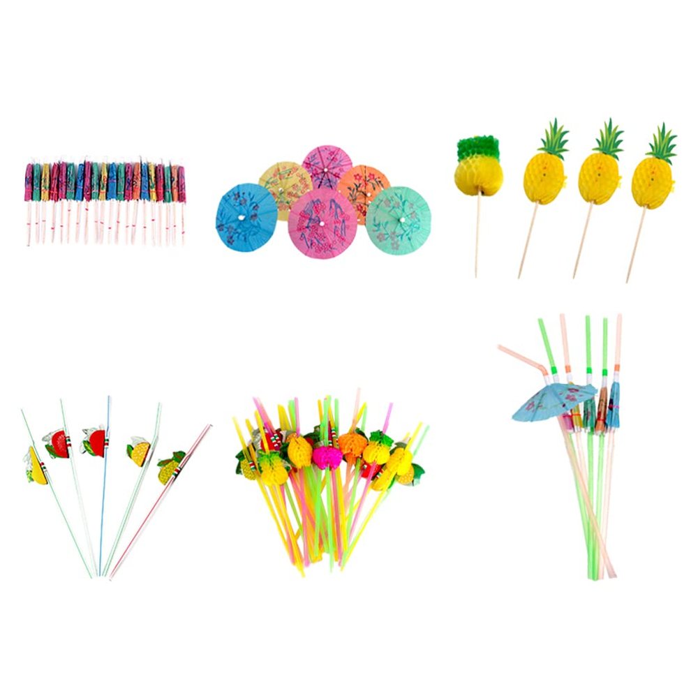 KESYOO 300pcs Tropical Umbrella Picks and Fruit Skewers for Parties Celebrations and Cocktails Decorations for Cakes Desserts and Drinks