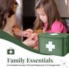 Flexzion First Aid Box Empty 13 Inch Metal Medicine Box, Large First Aid Organizer Tin Storage Box with Removable Tray, Dividers, Side Handles, Vintage Medical Supply Container(Green with White Cross) view 2