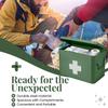 Flexzion First Aid Box Empty 13 Inch Metal Medicine Box, Large First Aid Organizer Tin Storage Box with Removable Tray, Dividers, Side Handles, Vintage Medical Supply Container(Green with White Cross) view 4