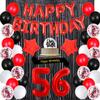 Santonila Red 56th Birthday Party Set - Decorations Kit for Women with Happy Birthday Banner, 56 Topper, Sash, Confetti, Balloons & Black Tinsel view 1