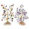 Amethyst & Mix Chakra Mini Slice Natural Healing Gemstone Crystal Bonsai Money Tree Feng Shui for Spiritual Gift Enhance Home Office Decor Good Luck, Wealth & Prosperity Size 80-85 mm view 1