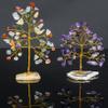Amethyst & Mix Chakra Mini Slice Natural Healing Gemstone Crystal Bonsai Money Tree Feng Shui for Spiritual Gift Enhance Home Office Decor Good Luck, Wealth & Prosperity Size 80-85 mm view 2